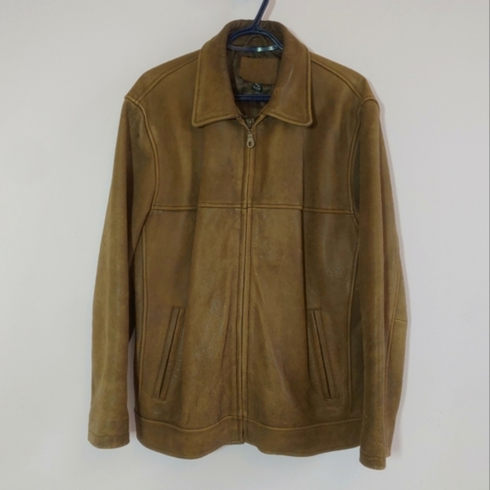 Y2K Denver Hayes brown leather jacket, men's size medium